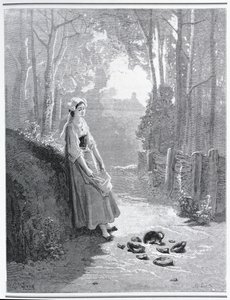 Illustration for The Milkmaid and the Milk Can, from 